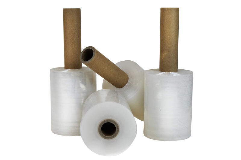 Berta 4-Pack, Stretch Wrap Roll 5 inch - 1000 ft 80 Gauge Clear Cling Plastic Wrap Extended Core Handle Industrial Strength Mini Hand Roll, Baggage/Luggage/Furniture/Packing/Moving Supplies - Image 1